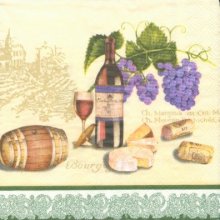 Serviette papier motif vin et fromage 33 cm X 33 cm 3 plis