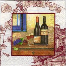Serviette papier vin rouge et raisin 25 cm x 25 cm 3 plis
