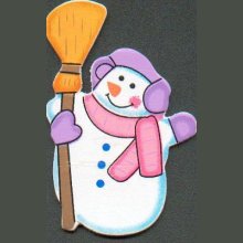 Bonhomme de neige en bois avec balai