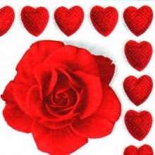 Serviette papier coeur et rose rouge 25 cm X 25 cm 3 plis